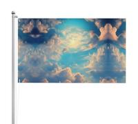 Drapeau double face Ciel nuageux 91 x 152 cm Drapeau d'extérieur lourd triple couche double face 91 x 152 cm Bannière de jardin en polyester