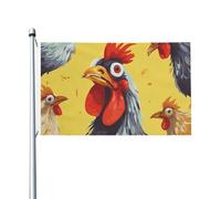 Drapeau double face de 0,9 x 1,5 m - Décoration 200D - Drapeau d'extérieur lourd - Motif poule - Drapeau de bienvenue avec 2 œillets - Pour extérieur, vacances, mariage