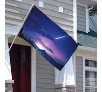 Drapeau double face de 0,9 x 1,5 m - Décoration d'extérieur - Silhouette de ciel nocturne - Drapeau de jardin lourd 200D - Œillets en laiton - Bannière extérieure pour les vacances