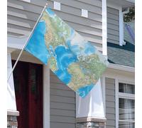 Drapeau double face de 0,9 x 1,5 m - Décoration extérieure - Carte du monde - Drapeau de jardin lourd 200D - Œillets en laiton - Bannière extérieure pour les vacances