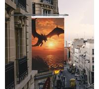 Drapeau double face de 0,9 x 1,5 m - Drapeau de cour extérieur - Motif dragon volant - Bannière de bienvenue pour la maison, le jardin, la pelouse, la décoration d'intérieur/extérieur - Bannière de