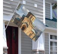 Drapeau double face de 0,9 x 1,5 m - Drapeau d'église arménienne 200D - Drapeaux de jardin lourds avec œillets en laiton - Bannière extérieure pour les vacances