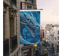 Drapeau double face de 0,9 x 1,5 m - Drapeau extérieur - Dragon bleu cool - Drapeau de jardin amusant - Bannières de bienvenue pour la maison, le jardin, la cour, la pelouse - Décoration d'intérieur