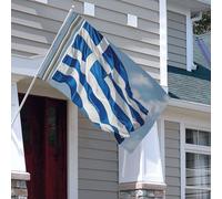 Drapeau double face de 0,9 x 1,5 m - Drapeau grec 200D - Drapeaux de jardin lourds - Œillets en laiton - Bannière extérieure pour les vacances