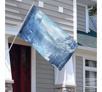 Drapeau double face de 0,9 x 1,5 m - Drapeaux de décoration d'extérieur - Drapeau du monde de la neige et de la glace - Drapeaux de jardin lourds 200D - Œillets en laiton - Bannière extérieure pour