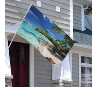 Drapeau double face de 0,9 x 1,5 m - Drapeaux d'extérieur - Drapeau du paradis tropical 200D - Drapeaux de jardin lourds - Œillets en laiton - Bannière extérieure pour les vacances