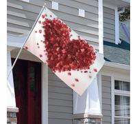 Drapeau double face de 0,9 x 1,5 m - Drapeaux d'extérieur en feuilles d'érable - Drapeau en forme de cœur - Drapeau de jardin lourd 200D - Œillets en laiton - Bannière extérieure pour les vacances