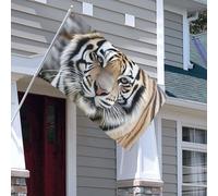 Drapeau double face de 0,9 x 1,5 m - Drapeaux d'extérieur en forme de tigre noir et blanc - Drapeau de jardin lourd 200D - Œillets en laiton - Bannière extérieure pour les vacances