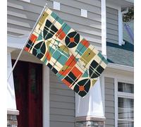 Drapeau double face de 0,9 x 1,5 m - Drapeaux d'extérieur modernes du milieu du siècle - Drapeaux de jardin lourds 200D - Œillets en laiton - Bannière extérieure pour les vacances