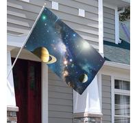 Drapeau double face de 0,9 x 1,5 m - Drapeaux d'extérieur - Planètes, étoiles et voie lactée - Drapeau galaxie 200D lourd - Œillets en laiton - Bannière extérieure pour les vacances