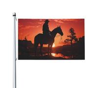 Drapeau double face de 0,9 x 1,5 m pour l'extérieur de la cour Cowboy West - Drapeau de jardin amusant - Bannières de bienvenue pour la maison et le jardin