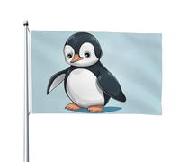 Drapeau double face de 1,2 x 1,8 m - Drapeau de cour - Joli pingouin amusant - Bannières de bienvenue pour la maison, le jardin, la pelouse, la décoration d'intérieur/extérieur - Bannière de vacances