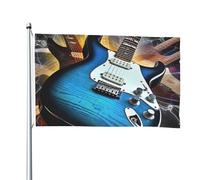 Drapeau double face de 1,2 x 1,8 m - Drapeau de cour magique - Guitare électrique - Drapeaux de jardin amusants - Bannières de bienvenue pour la maison, le jardin, la pelouse, la décoration