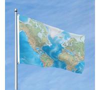Drapeau double face de 1,2 x 1,8 m - Drapeau de décoration extérieure - Carte du monde - Drapeau de jardin lourd 200D - Œillets en laiton - Drapeau d'extérieur pour les vacances