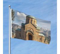 Drapeau double face de 1,2 x 1,8 m - Drapeau de l'église arménienne 200D - Drapeau de jardin lourd avec œillets en laiton - Drapeau d'extérieur pour les vacances