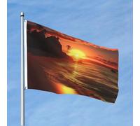 Drapeau double face de 1,2 x 1,8 m - Drapeau d'extérieur - Drapeau de coucher de soleil sur la plage - Drapeau de jardin lourd 200D - Œillets en laiton - Drapeau d'extérieur pour les vacances