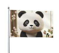 Drapeau double face de 1,2 x 1,8 m - Drapeau d'extérieur mignon panda blanc amusant - Bannière de bienvenue pour la maison, le jardin, la pelouse, la décoration d'intérieur/extérieur - Bannière de