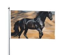 Drapeau double face de 1,2 x 1,8 m - Motif cheval arabe noir - Pour la maison, le jardin, la pelouse, la décoration d'intérieur/extérieur