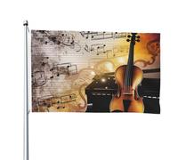 Drapeau double face de 1,2 x 1,8 m pour extérieur, piano, violon, notes de musique, drapeaux de jardin amusants, bannières de bienvenue pour maison, jardin, pelouse, décoration intérieur/extérieur