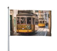 Drapeau double face de 1,2 x 1,8 m pour extérieur, tramway de Lisbonne, drapeaux de jardin amusants, bannières de bienvenue pour maison, jardin, pelouse, décoration intérieur/extérieur