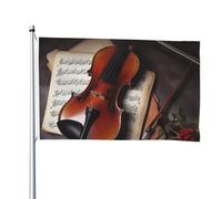 Drapeau double face de 1,2 x 1,8 m pour extérieur, violon, partition de musique, drapeaux de jardin amusants, bannières de bienvenue pour maison, jardin, pelouse, décoration intérieur/extérieur