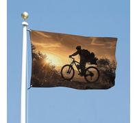 Drapeau double face de 119,4 x 177,8 cm pour vélo de montagne dans le jardin du soir, bannière de bienvenue pour l'extérieur avec œillets en laiton, drapeau de maison, printemps et été, grand drapeau