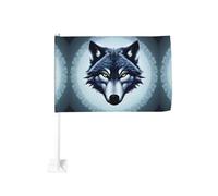 Drapeau double face de 30,5 x 45,7 cm avec motif tête de loup féroce, impression résistante à la décoloration, drapeau de décoration automobile de qualité supérieure pour événements sportifs, défilé