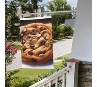 Drapeau double face de 60 cm x 0,9 m - Drapeau de cour extérieur - Chocolat - Cookie - Bannière amusante de bienvenue pour la maison, le jardin, la cour, la pelouse - Décoration d'intérieur/extérieur