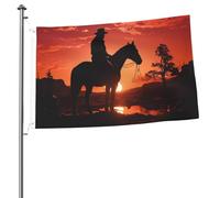 Drapeau double face de 60 x 0,9 cm - Drapeau de cour extérieur Cowboy West - Bannières de bienvenue amusantes pour la maison, le jardin, la cour, la pelouse, la décoration d'intérieur/extérieur