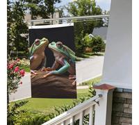 Drapeau double face de 60 x 0,9 cm - Drapeau extérieur - Deux grenouilles - Bannière amusante de bienvenue pour la maison, le jardin, la cour, la pelouse, la décoration d'intérieur/extérieur