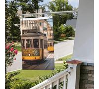 Drapeau double face de 60 x 0,9 cm pour extérieur, tram de Lisbonne, bannières de bienvenue pour maison, jardin, cour, pelouse, décoration intérieur/extérieur, bannière de vacances
