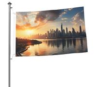 Drapeau double face de 60 x 0,9 cm pour l'extérieur de la cour, drapeau de New York au coucher du soleil, bannières amusantes de bienvenue pour la maison, le jardin, la cour, la pelouse, décoration