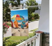 Drapeau double face de 60 x 0,9 cm pour l'extérieur de la cour, tongs colorées, ballon de plage, bannières de bienvenue amusantes pour la maison, le jardin, la cour, la pelouse, décoration d'intérieur