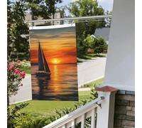 Drapeau double face de 60 x 0,9 cm pour l'extérieur, le lever du soleil, le bateau à voile, bannière de bienvenue amusante pour la maison, le jardin, la cour, la pelouse, décoration d'intérieur
