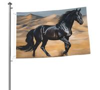 Drapeau double face de 61 cm x 0,9 m - Drapeau d'extérieur - Cheval arabe noir - Bannière de bienvenue amusante pour la maison, le jardin, la cour, la pelouse, la décoration d'intérieur/extérieur