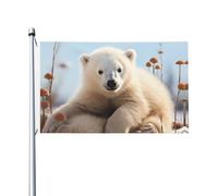 Drapeau double face de 9,6 x 1,5 m pour l'extérieur - Joli ours polaire - Drapeau de jardin amusant - Bannières de bienvenue pour la maison et le jardin