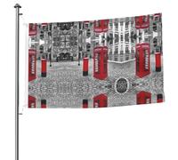 Drapeau double face de cabine téléphonique Londres rouge de 1,5 x 2,4 m avec œillets, drapeau décoratif, patio, porche, événement de groupe.