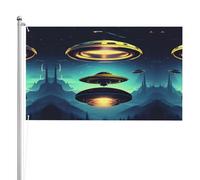 Drapeau double face de descente de vaisseau spatial de 0,9 x 1,5 m. Drapeau d'extérieur lourd triple couche double face, bannière de jardin en polyester.