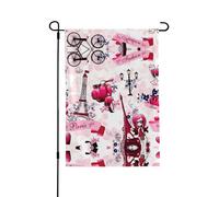 Drapeau double face de la Tour Eiffel de Paris 71 x 102 cm, bannière d'extérieur durable pour jardin, pelouse, décoration saisonnière