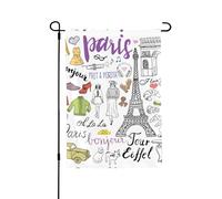 Drapeau double face de la tour Eiffel de Paris - 71 x 102 cm - Durable - Pour jardin, pelouse, décoration saisonnière