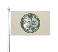 Drapeau double face de l'arrondissement de Staten Island - Durable pour l'extérieur - 0,9 x 1,5 m - Bannières décoratives pour patio et intérieur - Drapeaux amusants 3by5 pour fête à la maison