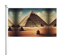 Drapeau double face Dreaming of the Pyramids of Khufu - 0,9 x 1,5 m - Drapeau d'extérieur lourd triple couche double face - Bannière de jardin en polyester