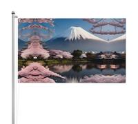 Drapeau double face du Mont Fuji au début du printemps 91 x 152 cm Drapeau extérieur lourd triple couche double face 90 x 152 cm Bannière de jardin en polyester