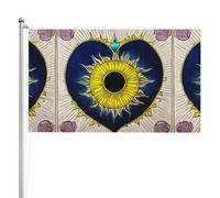 Drapeau double face en forme de cœur et soleil de dessin animé, 91 x 152 cm, drapeau extérieur lourd triple couche double face, bannière de jardin en polyester.