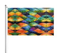 Drapeau double face en forme d'écailles de poisson arc-en-ciel de 0,9 x 1,5 m. Drapeau d'extérieur lourd triple couche double face, bannière de jardin en polyester.