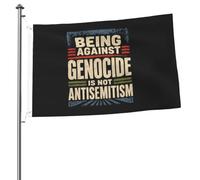Drapeau double face « Être contre le génocide est de l'antisémitisme » (60 x 90 cm) pour décoration extérieure (jardin).