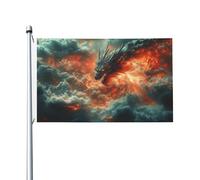 Drapeau double face Evil Dragon 0,9 x 1,5 m - Bannière robuste d'extérieur et de jardin, parfaite pour la chambre à coucher et le jardin