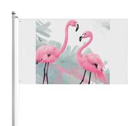 Drapeau double face flamant rose 0,9 x 1,5 m. Drapeau d'extérieur lourd triple couche double face, bannière de jardin en polyester.