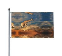 Drapeau double face girafe animaux d'Afrique pour décoration de jardin, adapté pour les balcons, les porches, etc.