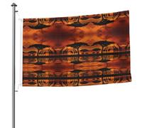 Drapeau double face Girafe sous l'arbre en Afrique avec œillets - Drapeau décoratif pour patio, porche, événement de groupe - 1,5 x 2,4 m